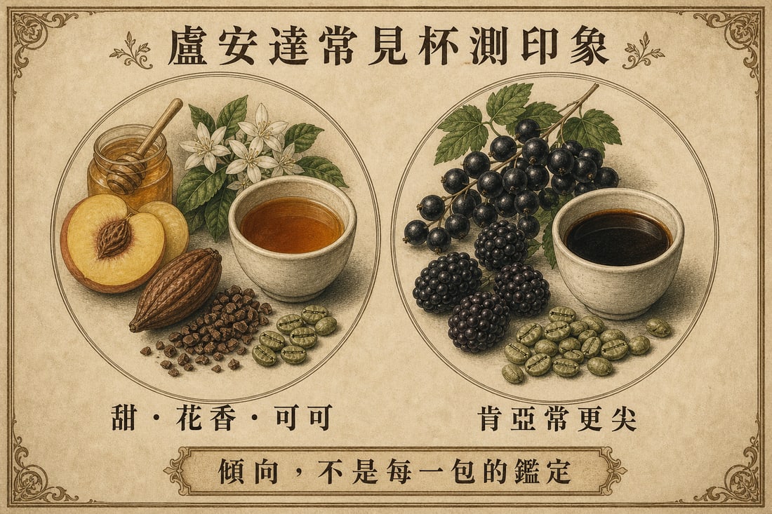 盧安達水洗咖啡常見甜感、花香與可可風味，酸質通常比肯亞溫和